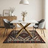 Southwestern Geometric Tribal Area Rug Multi-Color