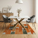 Vibrant Orange Geometric Abstract Orange Area Rug