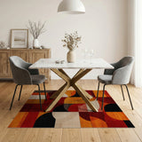 ODIKA Washable Abstract Geometric Area Rug, Low Pile Non-Slip Mid-Century Modern Rug