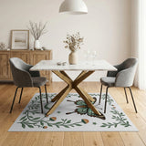 Teal Butterfly Boho Area Rug with Mushrooms Moon