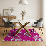 Vibrant Pink Hibiscus Floral Area Rug