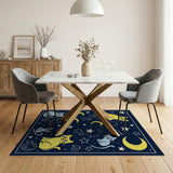 Starry Night Cosmic Cats Area Rug