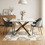 Beige Cat Pattern Washable Area Rug