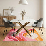 Pink Sunset Waves Area Rug