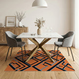 Geometric Modern Bold Orange Geometric Modern Area Rug