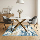 Blue Coastal Seashell Area Rug