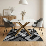 Black White Wave Geometric Area Rug