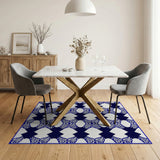 Navy Blue Geometric Diamond Area Rug