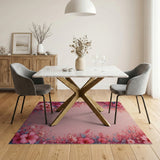 Blush Pink Hibiscus Floral Border Rug