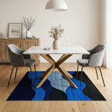 Abstract Area Blue and Teal Abstract Blue Waves Area Rug