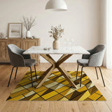 Gold Facet Geometric Modern Area Rug