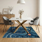 Navy Octopus Swirl Abstract Area Rug