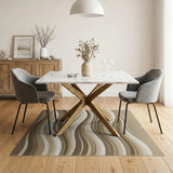Beige Cascading Waves Abstract Area Rug