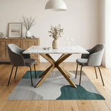 Abstract Teal Beige Area Rug