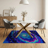 Blue and Teal Cosmic Vortex Abstract Area Rug
