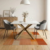 Orange Textured Patchwork Area Rug