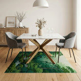 Lush Forest Waterfall Area Rug