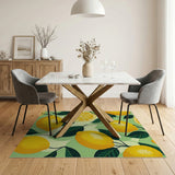 Yellow Vibrant Lemon Fruit Pattern Area Rug