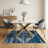 Teal Blue Southwestern Diamond Area Rug