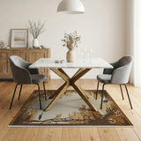 Abstract Fern Branch Rug in Brown Tan