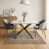 Tan Geometric Border Area Rug