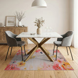 Blush Pink Sunny Yellow Peony Floral Rug