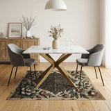 Vintage Gold Mandala Peony Area Rug