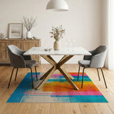 Multi-color and Patterns Geometric Modern Vibrant Multi-Color Geometric Stripe Area Rug