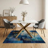 Abstract Blue and Teal Blue Teal Geometric Abstract Area Rug