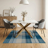 Navy Blue Plaid Checkered Woven Area Rug