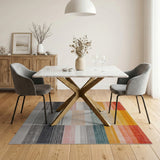 Multi-color and Patterns Vibrant Multi-Color Block Stripe Area Rug