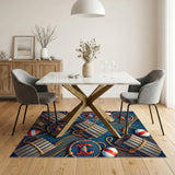Coastal Crab and Trap Blue Area Rug