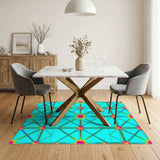 Blue and Teal Blue Teal Geometric Lattice Area Rug