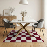 Red Distressed Red Checkered Area Rug