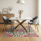 Red Paisley Floral Area Rug