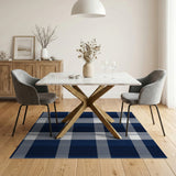 Navy Grey Plaid Area Rug
