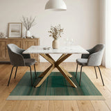 Emerald Green Geometric Stripe Area Rug