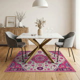 Pink Vibrant Pink Traditional Persian Area Rug