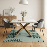 Mint Green Eucalyptus Leaf Area Rug