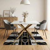 Geometric Modern Gold and Silver Gold Geometric Abstract Area Rug