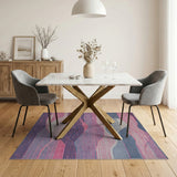 Abstract Wavy Pink Blue Area Rug