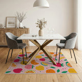 Playful Pixel Fruit Pattern Area Rug