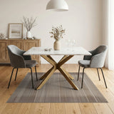 Brown Tan Geometric Woven Stripe Fringe Rug