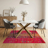 Vibrant Red Heritage Tribal Geometric Rug