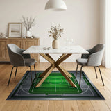 Soccer Field Area Rug with Metallic Frame