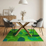Vibrant Green Leaf Abstract Area Rug