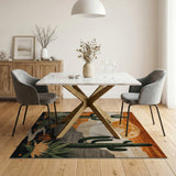 Southwestern Orange Moon Cacti Desert Rug