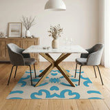 Blue Tile Motif Area Rug