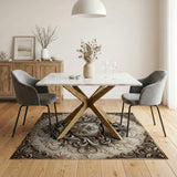 Ornate Gold Crown Shield Area Rug