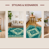 Ultra Soft Area Rug, Non Slip, Stain Resistant, Washable Area Rugs for Living Room, Bedroom, Vintage Style Entryway Washable Soft Area Rug(Green)